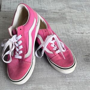 Vans little girls’ Pink and White Sneakers size 3 like new!